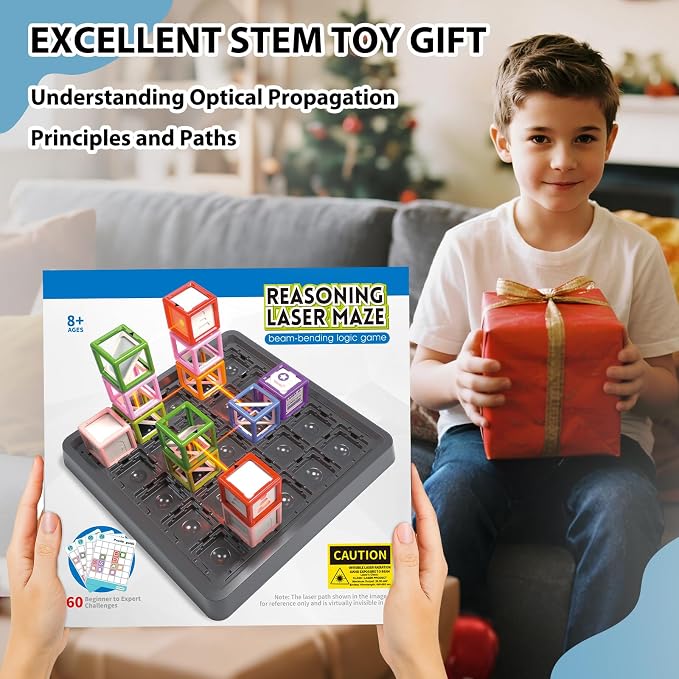 Laser Maze STEM Educational Toys for Age 8-13 Kids | Great Board Game Boy Gift to Develop Spatial Imagination Problem-Solving Concentration with 60+ 3D Challenges Puzzle Games