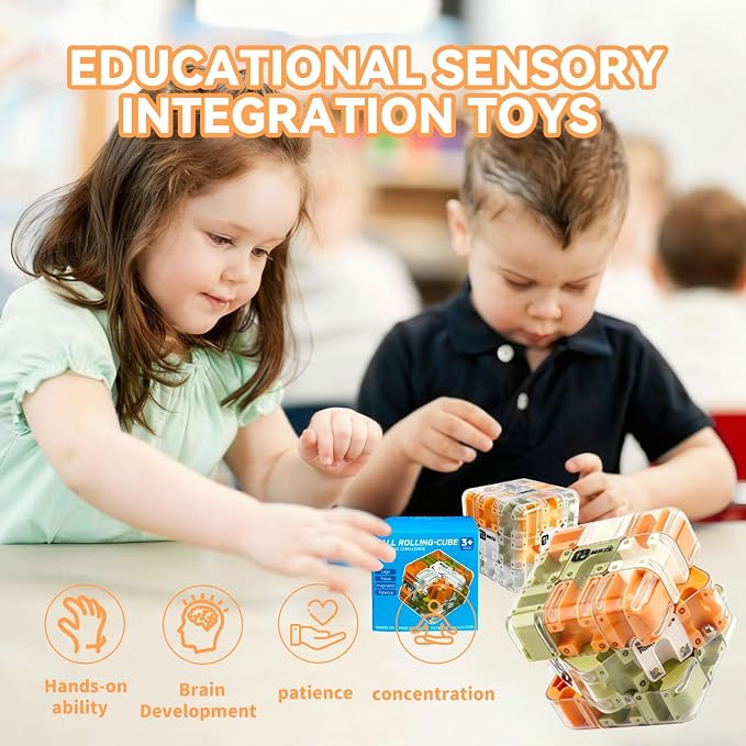 3D Maze Cube Ball Labyrinth Puzzle Brain Teaser for Adults & Kids, Educational Learning Toys Logical Thinking, Family Board Games Tabletop, Durable Puzzle Cube Easter Basket Stuffers Birthday Gift