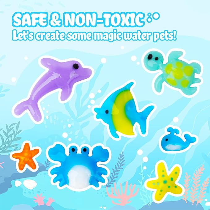 Magic Elf Toy, Aqua Fairy Water Gel Kit for Kids, Summer Party Favors Gifts | 12 Gels & 12 Molds - Water Pets Sensory Craft Kit - DIY Squishy Maker Set - Gifts for Boys & Girls Birthday Family School