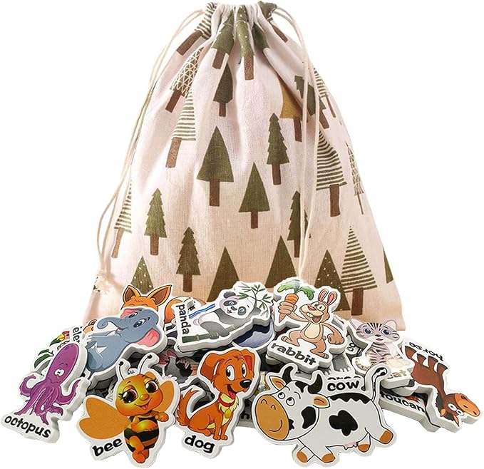 Animal Magnets for Kids, 32 PCS Early Educational Learning Toy | Fridge Magnetic,Cute Animal Refrigerator ABC Alphabet for Toddlers 1-3 ,Preschool Spelling Tool,Gifts