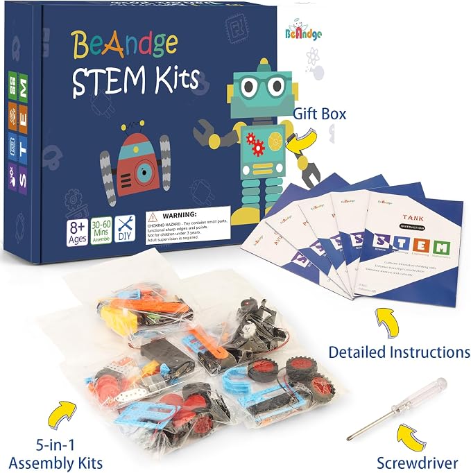 STEM Science Kits for Kids, 5 Set Wind Powered Car for Boy Toys Bulk Gifts | STEM Toys for ages 8-13, Robot Building Crafts Kit for Classroom Activities, Engineering Science Experiments Projects 9-12