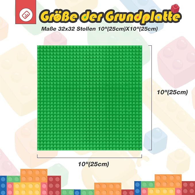 HUIZDQ 8 Pack Classic Building Baseplates, Multicolor | 10" x 10" Base Plates for Building Bricks, Compatible with Major Brands-Baseplates