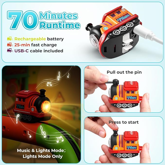 3D Electric Train Set for Kids, Gravity-Defying Track Building Toy with Lights & Sounds, Train for Kids Ages 8-12