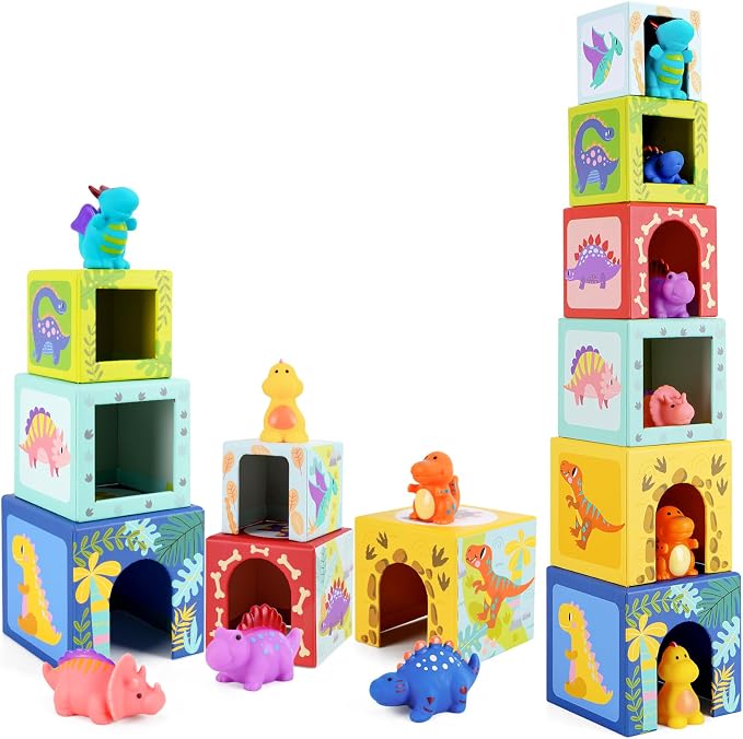 Toddlers and Babies Dinosaur Sorting and Stacking Toys Blocks for 1-3 Kids