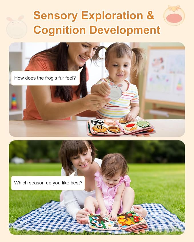Busy Book for Toddlers 1-3, Montessori Toys for 1 Year Old, Baby Activity | Animals Sensory Quiet Books, Kids Travel Toys, Felt Busy Board for Toddlers 3-5, Educational Learning Gifts for Boys Girls