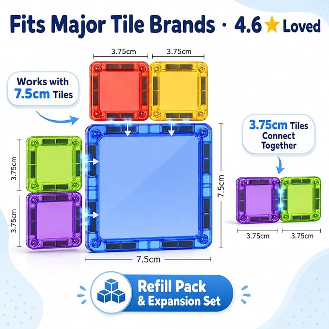 Mini Magnetic Tiles for Travel: Hours of Entertainment for Kid 3-5 | Portable to Serve for 2 Hours of Activities for Road Trips Long Flights - Magnetic Building Blocks for Toddlers