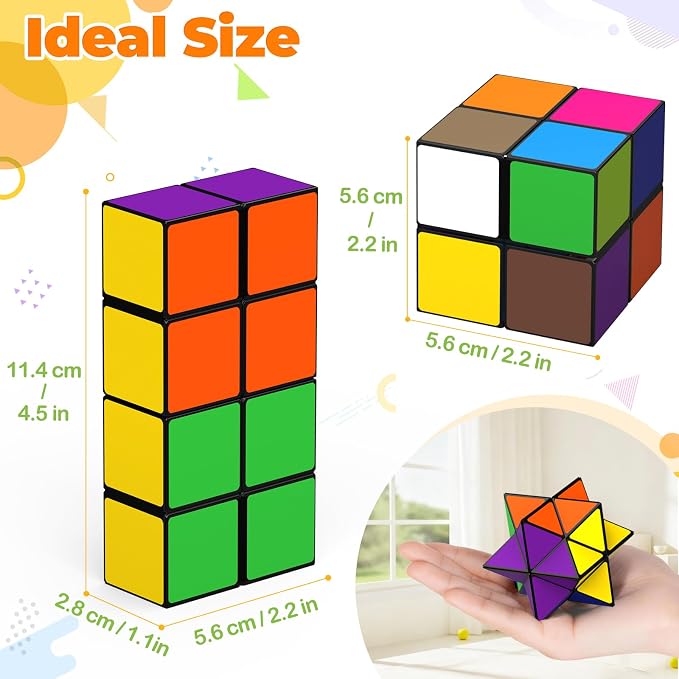 Euclidean Cube Fidget Toys for Kids 2 in 1 Star Cube Magic Cube Puzzle Toys | Fidget Cube for Kids and Adults, Yoshimoto Cube Travel Toy Stress Relief for All Age, Birthday Gifts for Boys Girls Ages 8-12