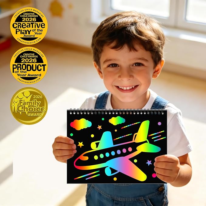 ZMLM Scratch Paper Art-Crafts Gift: 2 Pack Rainbow Notebooks Supplies Toys | Art Crafts for 3 4 5 6 7 8 9 10 11 12 Years Old Girls and Boys Kids Birthday Christmas Party Travel Games Activities Traffic