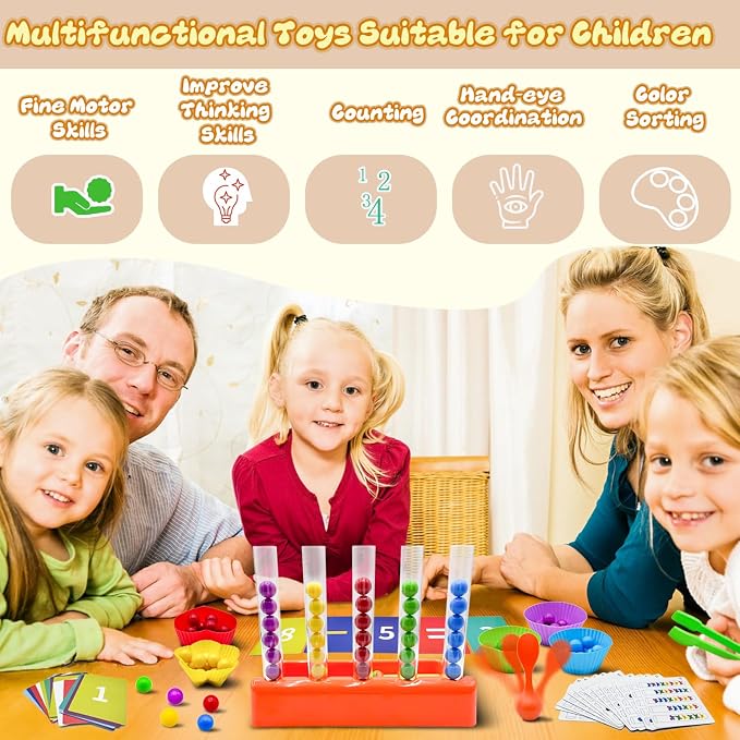 Counting and Color Sorting Toys for Toddlers, Clip Bead Matching | Educational Montessori Toys for Kids 3 4 5 6 7 Year Old, Preschool Learning Toys, Fine Motor Skills, Number Crunching