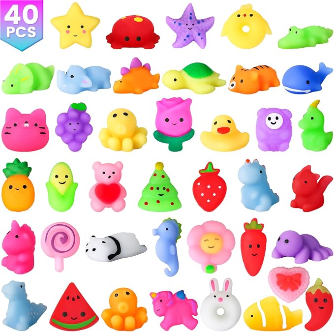 VISCOO 40 Pack Squishy Toys, Mochi Squishy for Kids, Kawaii Squishies | Treasure Box Toys for Classroom Prizes, Easter Basket Gifts Goodie Bags Fillers Birthday Gift Party Favors