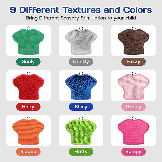 Upgraded Sensory Mats w/Activity Book, Sensory Toys for Kids with Autism (11 x 9 inches), Tactile Wall Panel Montessori Toy, Sensory Room Must Haves for Calming & Focused Learning