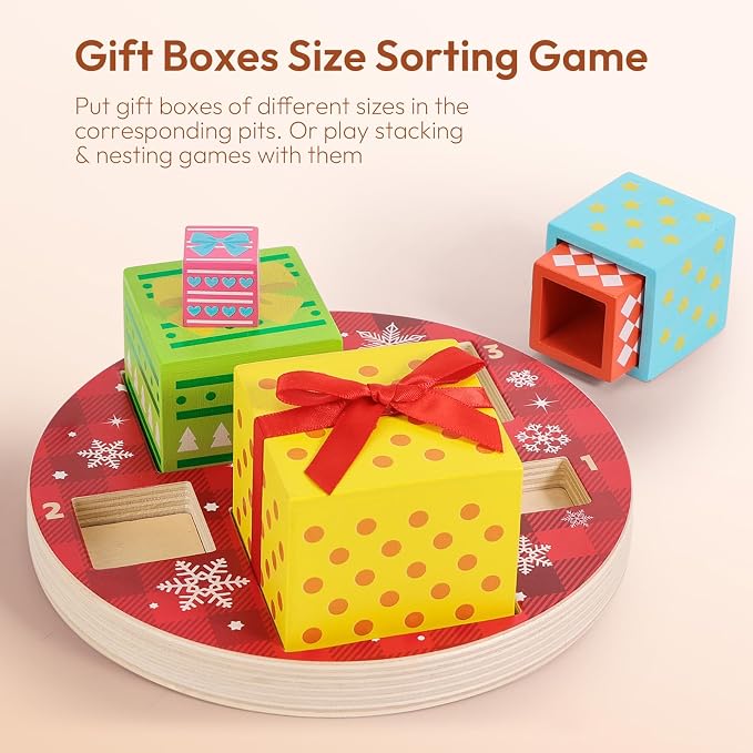 Magnetic Christmas Tree Toy for Toddlers, Montessori Toys for 3 4 5 6 Year Old, Wooden Color Sorting & Stacking Toys, Fine Motor Skills Sensory Toys, Christmas Decorations STEM Gifts for Kids