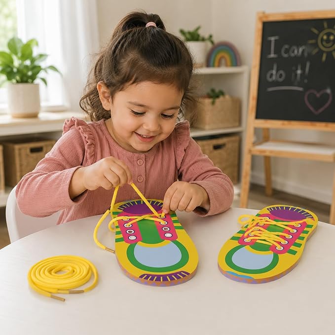 10 Sets Educational Kids Shoelace Tying Practice Toy Set | Interactive Lacing Board Set Builds Dexterity And Independence Teaching Tool of Essential Daily Living Skills