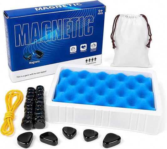 Magnetic Chess Game with Foam Board, String, 24 Stones, Strategy Puzzle Game for Kids and Adults, 2 Players, Family, Party, Travel, Camping
