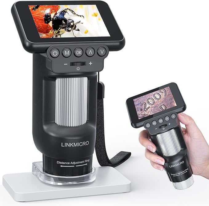 LM013 Portable Digital Microscope with 2.8" LCD Screen | 1080 FHD Video, 12MP Handheld Microscope for Kids, 120X USB Coin Magnifier for Adults, 8 LED, Microscope Slides, PC View