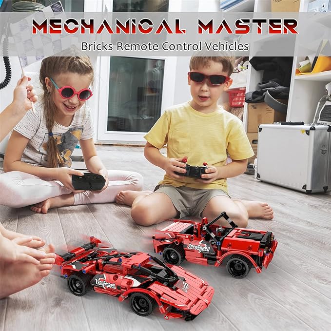 STEM Building Toys for Kids, Remote Control Racer Car Engineering Kits | 2 IN 1 Racecar Construction Toys, Early Learning Building Blocks, Christmas Birthday Gift for Boys Ages 6 7 8 9 10 11 12+