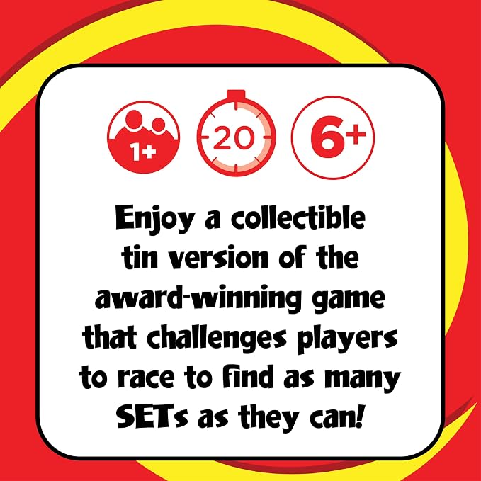 SET Enterprises SET - The Family Card Game of Visual Perception - Race to Find The Matches, For Ages 8+,81 Cards, Rules included | Award Winning, Family Game Night, Travel Games, Playing Cards Screen-Free