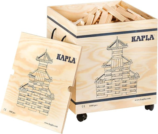 KAPLA Wooden Construction Set - 1000 Building Planks in a Chest - for Ages 3+