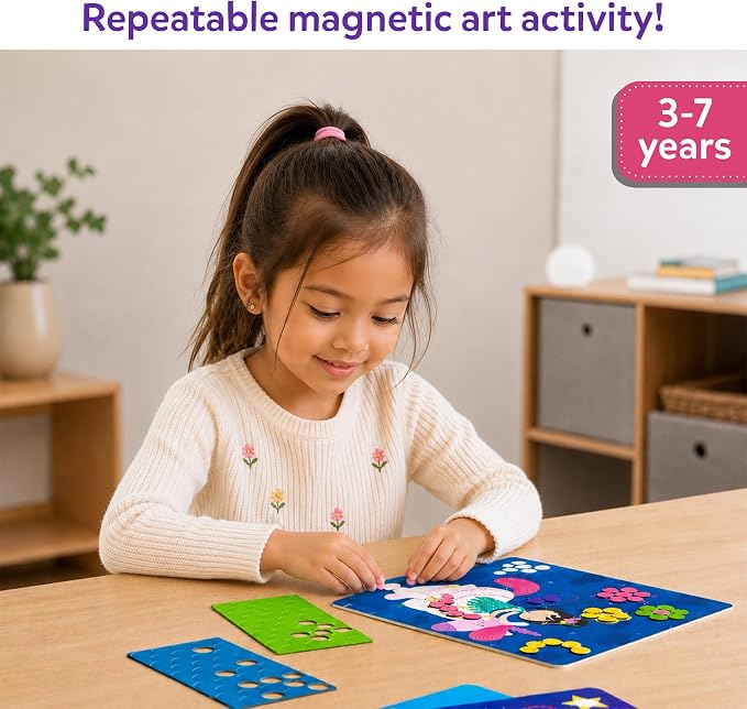 Skillmatics Art Activity – Dot It with Magnets Unicorns & Princesses | No Mess Repeatable Art for Kids, Craft Kits, DIY Creative Activity, Gifts for Boys & Girls Ages 4, 5, 6, 7, Travel Toy