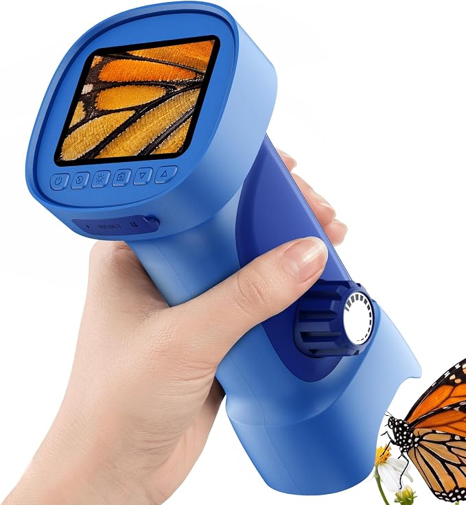 1000X Handheld Digital Microscope for Kids: Explorer 1080P Magnifying Glass | 2.4” IPS Portable Electronic STEM Outdoor Montessori Learning Toy, Birthday Gifts for 4 5 6 7 8-12 Year Old Boys Girls
