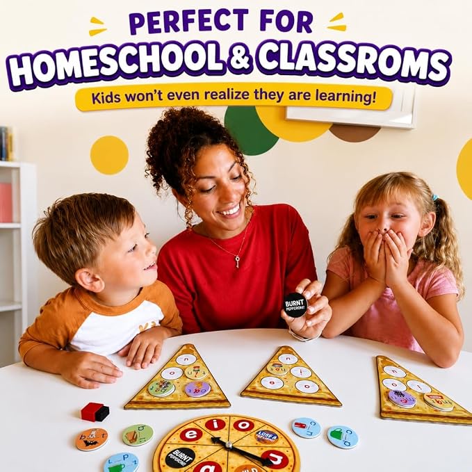CVC Words on Pepperoni - Learn to Read & Write, Magnetic Phonics Games | Preschool Kindergarten Learning, Write-Wipe Activity, Classroom & Homeschool Supplies, Speech Therapy Ages 3+