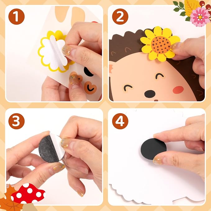 Haooryx DIY Fall Hedgehog Magnet Craft Kit - 30 Set Make Your Own Hedgehog Decoration Autumn Sticker Craft for School Activity Class Art Project Supply Home Refrigerator Class Bulletin Board Decor