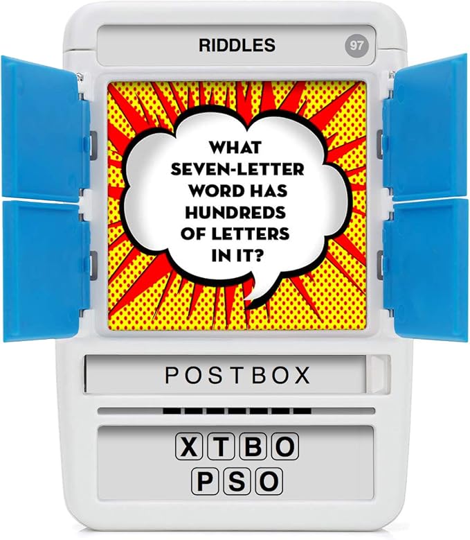 Riddles Travel Game - Guess 100 Riddles | Flash Cards with Slide Reveal Case | Card Game, Gift, Stocking Stuffer | Fun for Kids and Adults | Ages 6+