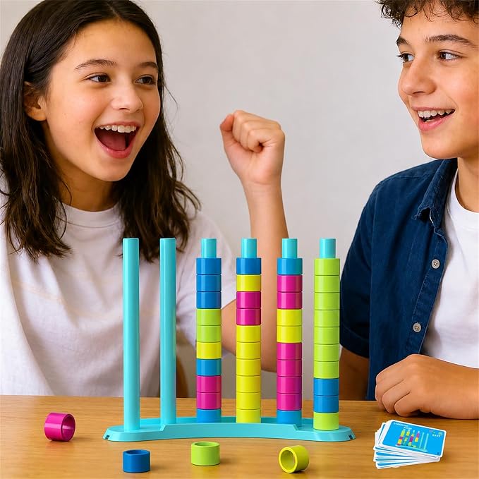 BBnote Color Matching Challenge Game, Fast Pattern Match Ring Stacking Puzzle Stack Games, 1-2 Players, Family Board Game for Kids & Adults, Birthday Easter Christmas Party Gifts for Boy & Girl