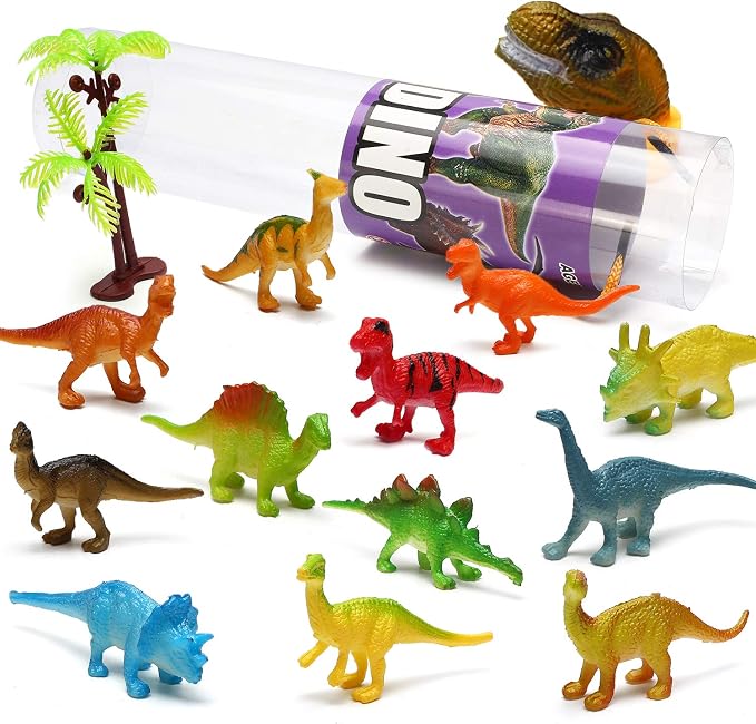 82 Pack Assorted Mini Animal Figures, Small Animals Toys for Sensory Bin | 6 Tubes Plastic Animals with Realistic Farm, Dinosaur, Insect, Ocean Sea, Zoo and Dog Figures as Cupcake Topper Party Favor