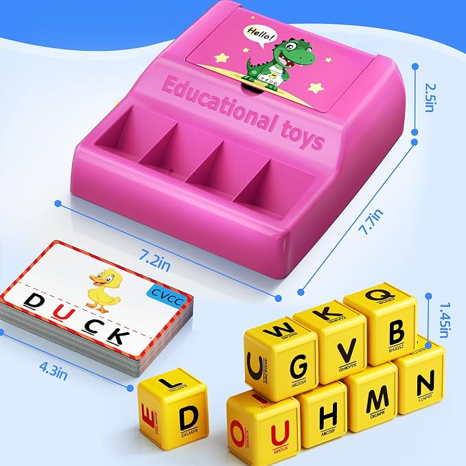 Montessori Matching Letter Game Toys for 3 4 5 Year Old Boy Girl Gifts Kids | Early Educational Learning Spelling Toys for Toddler, Preschool, Bigger Size, Storage Function, Christmas Birthday Gifts