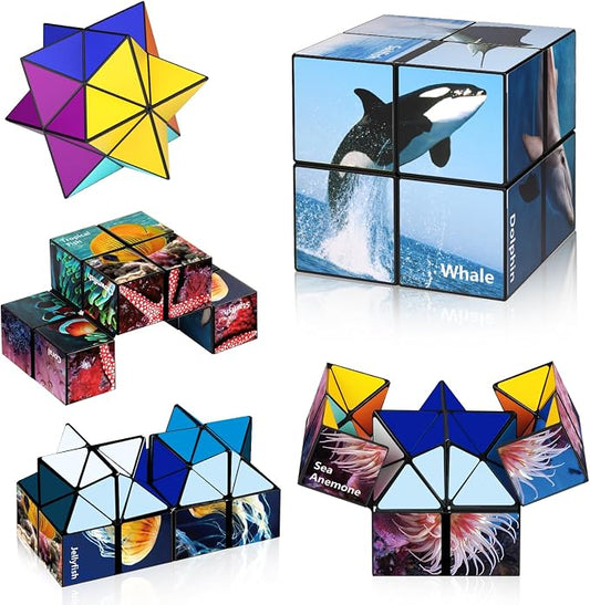 Euclidean Cube Fidget Toys for Kids 2 in 1 Star Cube Magic Cube Puzzle Toys | Fidget Cube for Kids and Adults, Yoshimoto Cube Ocean Travel Toy Stress Relief for All Age, Gifts for Boys Girls Ages 8-12