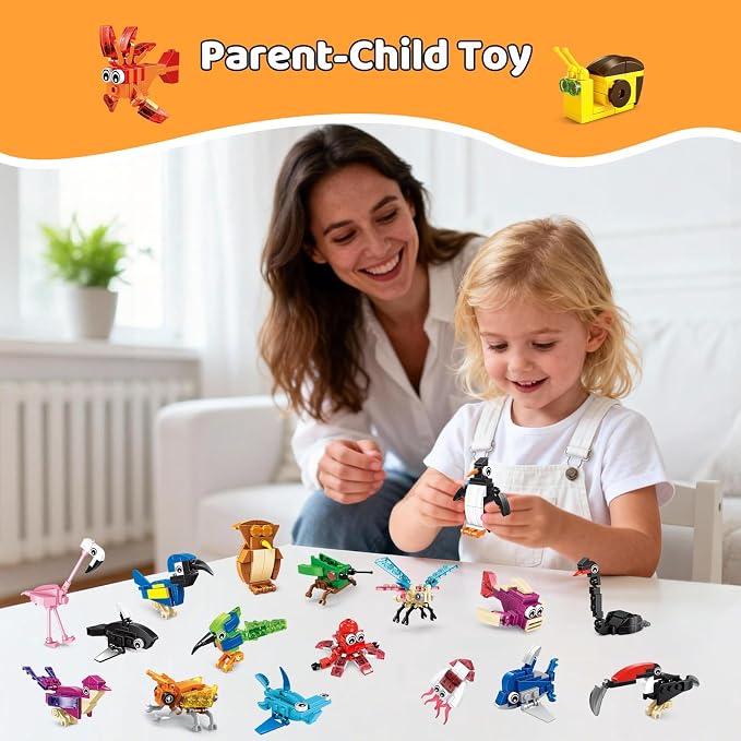 Mini Building Blocks Sets Party Favors for Kids 4-8, 36 Packs | Small Animal Building Block Sets, Treasure Box Prizes, Pinata Stuffers for Kids, Prize Kids Classroom, Goodie Bag Stuffers