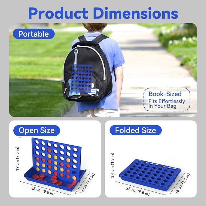 Pup Go 4 in a Row Connect Board Game for Kids 3+, Family Games for Children | Standard Size Connect Board Games for Adults, Party Game, 2 Player Strategy Game for Children, All-in-1 Storage 6 Spare Discs