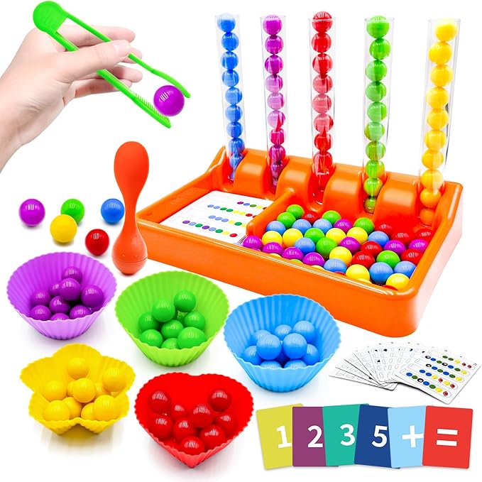 Counting and Color Sorting Toys Set, Preschool Learning Toys | Fine Motor Skills Color Recognition and Math Learning Games, Educational Toy Gift for Kids Age 3 4 5 6Year Old Boys Girls