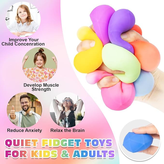 VISCOO 36 Pack Diamond Slow Rising Stress Balls, Stress Cube, Cube Squishy | Squishy Fidget Toys for Anxiety Relief, Dough Squeeze Toys for Classroom Prize, Party Favors for Kids Adults