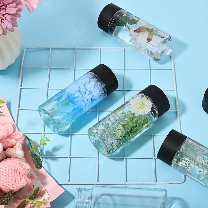YEXEXINM 16pcs Empty Sensory Bottles Kits, 300 ml Leakproof Clear Plastic Sensory Bottle with Lids with Sequins Accessories, Reusable Water Bottles for Sensory Crafts Handmade Party Supply (Pack of 4)