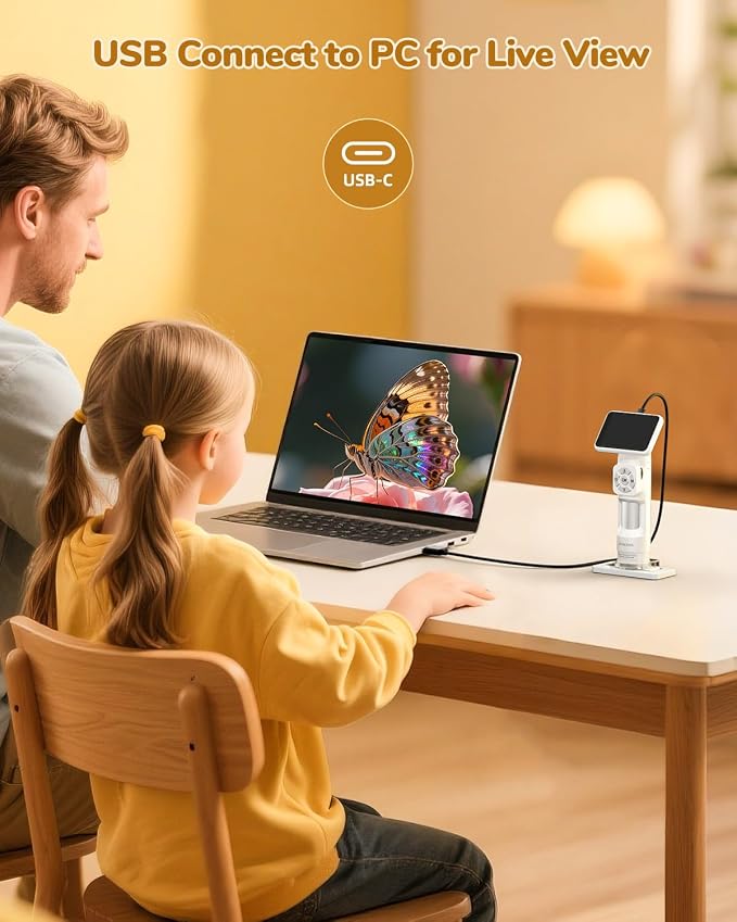 JL113 Digital Microscope Handheld with 2.8" Screen, 1080P Video | Anti-Shake, Portable Coin Magnifier Camera, USB Output, 900mAh battery, 8 LED Lights, PC View, 32GB, for Kids Adults