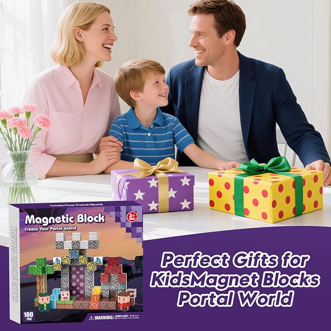 Magnetic Building Blocks, Stacking Magnets,STEM Sensory Toys,Kids Gifts | STEM Learning Blocks,Best Gift for Kids,Safe and Strong Magnetic,Magnet Tiles with Lava Portal World Blocks Toy