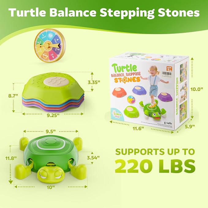 Stepping Stones for Kids & Toddlers 3-5, 6Pcs Non-Slip Sensory Toys & Obstacle Course for Indoor Outdoor Play, Develops Motor Skills, Balance & Coordination, Ideal Christmas & Birthday Gifts