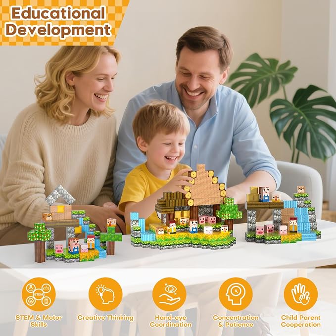 100pcs Magnetic Blocks, Magnetic Cubes with Forest Animals Blocks Set | STEM Toys for Ages 3+, Educational Sensory Toys for Kids, Boys & Girls–Creative Game Gift, Creativity&Hands-On Ability