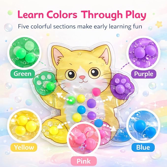 Sean's Choice Color Sorting Sensory Toys for Toddlers, Roadtrip Travel Essenstial Fine Motor Autism Fidget Preschool Classroom Activities for Kids (Cat)