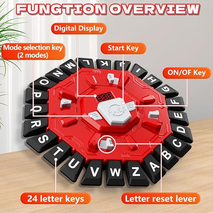 Word Game Family Board Game with Digital Display Timer for Kids and Adults | Fast-Paced 24-Letter Word Game with 2 Modes & 35 Cards for Family Game Nights and Parties, Ages 3 & Up, 2-8 Players