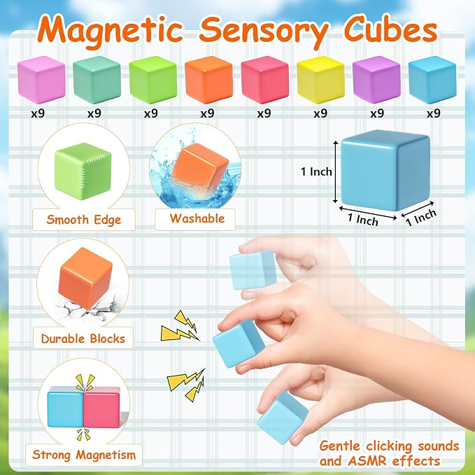 Apluses Magnetic Blocks, Magnet Building Cubes for Kids Ages 3-5, STEM Educational Sensory Autism Montessori Preschool Toys, Gifts for Kids Ages 4-8 Year Old Boys and Girls