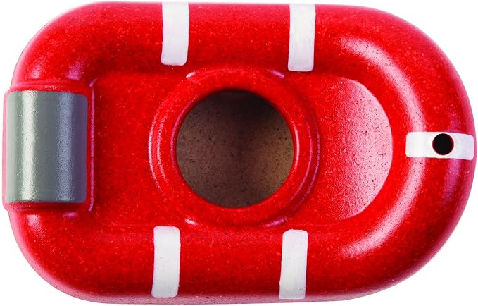 PlanToys® Wooden Coast Guard Boat with Driver, Waterproof Kids Bath Toy | wooden coast guard boat with driver, waterproof bath water play, montessori rescue imaginative play, fine motor, kids toddler