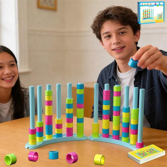 2 Pack Color Matching Challenge Game, Fast Pattern Match Ring Stacking Puzzle Stack Games, 2-4 Players, Family Board Game for Kids & Adults, Birthday Easter Christmas Party Gifts for Boy & Girl