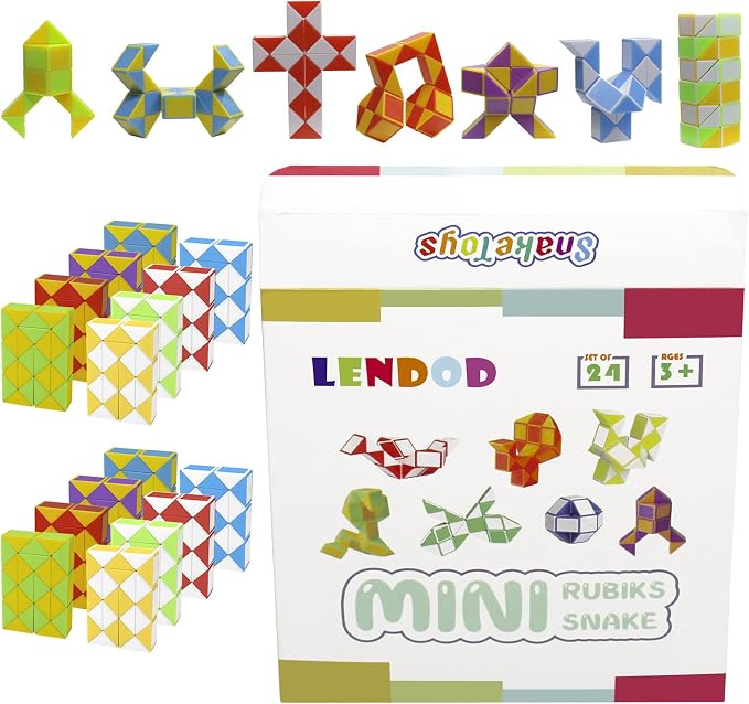 24 Pack 24 Blocks Mini Fidget Snake Cube Mini Twist Puzzle Cubes Magic Speed Cubes Toy for Kids Party Bag Fillers, Party Supplies