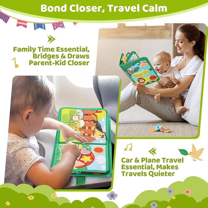 25 in 1 Busy Book for Toddlers 1-3 - Zoo Montessori Toy Toddlers Busy Board for 1 Year Old, Educational Sensory Quiet Toy, Airplane Car Travel Essentials Birthday Gift for 2-4 Yr 18 month old Boy Girl