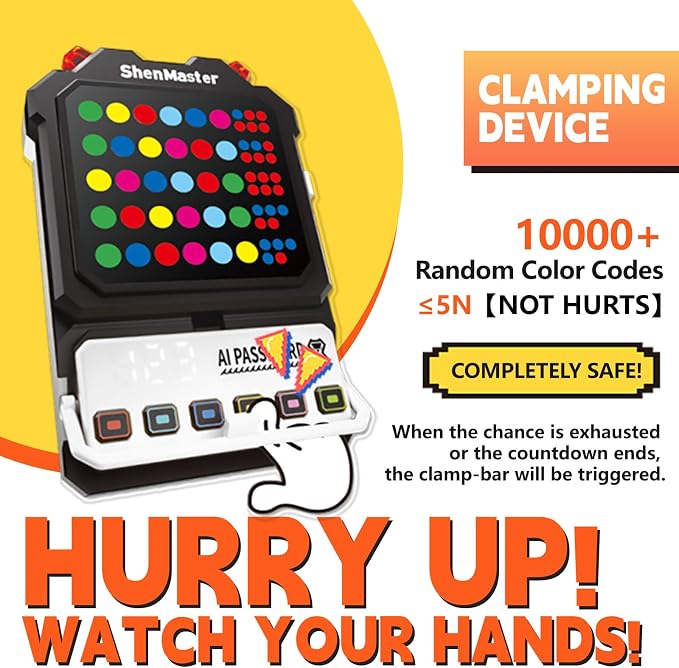 Electronic Mastermind Game, 10,000+ Logic Challenges for 1-8 Players | Handheld logic puzzle includes a clamp and supports solo or group play for kids and adults, at home or while traveling.