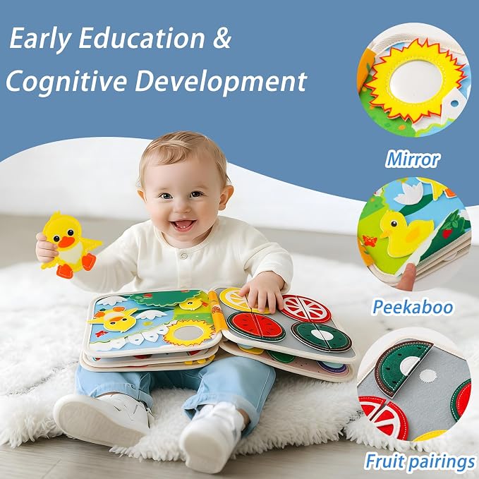 Montessori Busy Book for Toddlers 1-3 – Soft Felt Quiet Book for Sensory & Fine Motor Skills