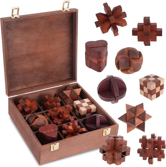 Mytothfy Wooden Brain Teaser Puzzles for Adults Teens, 3D Puzzle Game Toys | Brain Teaser Puzzles with Wooden Box, Unlock Interlocking Puzzle for Adults Teens, IQ Education Smart Toys, Party Favor